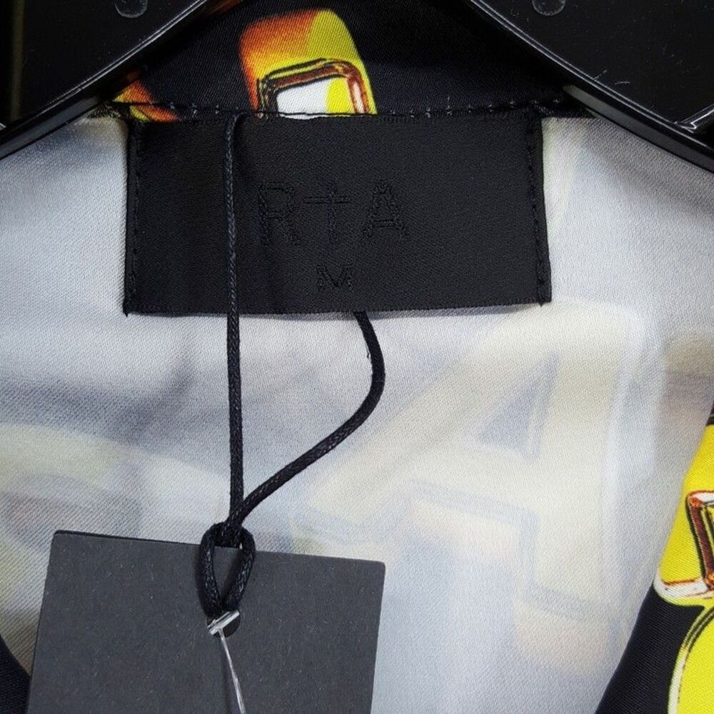 RTA Button Shirt Mens Medium Black Gold Short Sleeve Logo NATHAN $160 - Picture 3 of 8